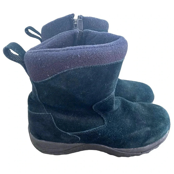 L.L.Bean Black Suede Mid-Calf Camping Rain Boots Women Size 9 Medium - Picture 1 of 6